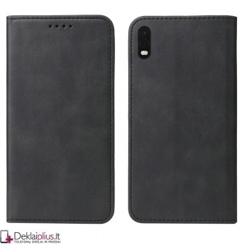 Dirbtinės odos atverčiamas dėklas su skyreliais - juodas (Samsung Xcover Pro)